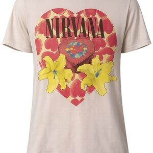 NIRVANA Heart and Floral Graphic Tee - Cream